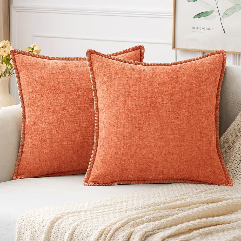 MIULEE Pack of 2 Couch Throw Pillow Covers 18x18 Inch Coral Red